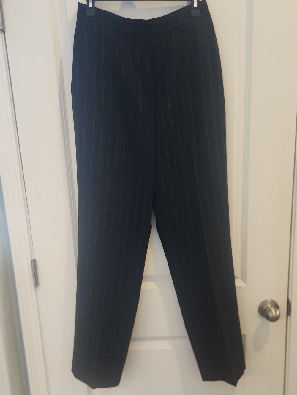 Lauren Ralph Lauren Black With White Pinstripe Suit Pants 100% Wool